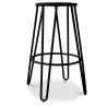 Sgabello rotondo - Design industriale - Legno e metallo - 66cm - Hairpin image 7