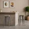 Sgabello da bar - Design industriale - Acciaio e legno - 76cm - Stylix image 7