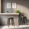 Sgabello da bar di design industriale - Legno e acciaio - 61 cm - Stylix image 7