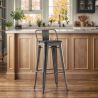 Sgabello da bar con schienale - Design industriale - Legno e acciaio - 76cm - Stylix image 7