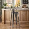 Sgabello da bar con schienale - Design industriale - Legno e acciaio - 76cm - Stylix image 7