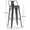Sgabello da bar con schienale - Design industriale - Legno e acciaio - 76cm - Stylix image 7