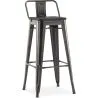 Sgabello da bar con schienale - Design industriale - Legno e acciaio - 76cm - Stylix image 7