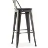 Sgabello da bar con schienale - Design industriale - Legno e acciaio - 76cm - Stylix image 7