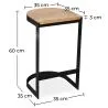 Sgabello da bar di design industriale - Legno e metallo - 60cm - Lia image 7