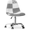 Sedia da ufficio con rotelle - Sedia da scrivania rivestita in patchwork bianco e nero - Denisse image 7