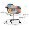 Sedia da ufficio con braccioli - Sedia da scrivania con ruote - Rivestita in patchwork - Patty image 7