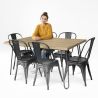 Pack Tavolo da pranzo - Design industriale 150cm + Confezione di 6 sedie da pranzo - Design industriale - Hairpin Stylix image 7