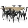 Pack Tavolo da pranzo - Design industriale 150cm + Confezione di 6 sedie da pranzo - Design industriale - Hairpin Stylix image 7