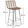 Sgabello da bar in vimini - Boho Bali Design -65cm - Catori image 7