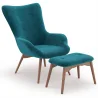 Poltrona con poggiapiedi - Rivestita in velluto - Stile Scandinavo - Huda image 7