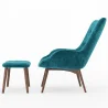 Poltrona con poggiapiedi - Rivestita in velluto - Stile Scandinavo - Huda image 7
