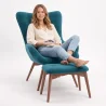 Poltrona con poggiapiedi - Rivestita in velluto - Stile Scandinavo - Huda image 7