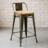 Sgabello da bar con schienale - Design industriale - Legno e acciaio - 60cm - Nuova edizione - Stylix image 7