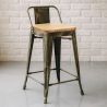 Sgabello da bar con schienale - Design industriale - Legno e acciaio - 60cm - Nuova edizione - Stylix image 7