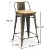 Sgabello da bar con schienale - Design industriale - Legno e acciaio - 60cm - Nuova edizione - Stylix image 7