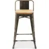 Sgabello da bar con schienale - Design industriale - Legno e acciaio - 60cm - Nuova edizione - Stylix image 7