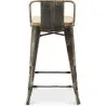 Sgabello da bar con schienale - Design industriale - Legno e acciaio - 60cm - Nuova edizione - Stylix image 7