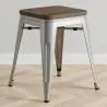 Sgabello da bar di design industriale - Legno e acciaio - 45 cm - Nuova edizione - Stylix image 7
