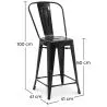 Sgabello da bar con schienale - Design industriale - 60 cm - Nuova edizione - Stylix image 7