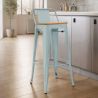 Sgabello da bar con schienale - Design industriale - Legno e acciaio - 76cm - Nuova edizione - Stylix image 7