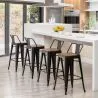 Sgabello da bar con schienale - Design industriale - Legno e acciaio - 76cm - Nuova edizione - Stylix image 7