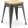 Sgabello da bar di design industriale - Legno e acciaio - 45cm - Nuova edizione - Stylix image 7