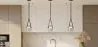 Lampada da soffitto - Lampada a sospensione - Pelle e vetro - Bim image 7