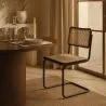 Sedia da pranzo - Design vintage - Legno e rattan naturale - Nero - Bastral image 7