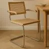 Sedia da pranzo con braccioli - Design vintage - Legno e rattan - Bruna image 7