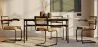 Sedia da pranzo con braccioli - Rivestita in velluto - Legno e rattan - Puila image 7