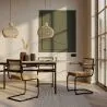 Sedia da pranzo con braccioli - Rivestita in velluto - Legno e rattan - Puila image 7