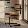 Sedia da pranzo con braccioli - Rivestita in velluto - Legno e rattan - Puila image 7