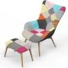Poltrona con Poggiapiedi - Rivestimento in Tessuto Patchwork - Kontur image 7