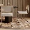 Sedia da pranzo con braccioli - Rivestita in tessuto bouclé - Legno e rattan - Birey image 7
