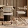 Sedia da pranzo con braccioli - Rivestita in tessuto bouclé - Legno e rattan - Birey image 7