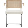 Sedia da pranzo con braccioli - Rivestita in tessuto bouclé - Legno e rattan - Birey image 7