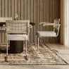 Sedia da pranzo con braccioli - Rivestita in tessuto bouclé - Legno e rattan - Birey image 7