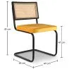 Confezione Tavolo da pranzo in legno dal design industriale (220 cm) e 8 sedie da pranzo in rattan rivestite in velluto - Puila image 7