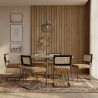 Confezione Tavolo da pranzo di design industriale 150cm e 6 sedie da pranzo in rattan - rivestimento in velluto - Puila image 7