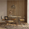 Confezione Tavolo da pranzo di design industriale 120cm e 4 sedie da pranzo in rattan - Rivestite in velluto - Puila image 7