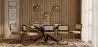 Confezione Tavolo da pranzo di design industriale in legno (200 cm) e 8 sedie da pranzo in rattan - rivestite in velluto - Puila image 7