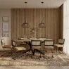 Confezione Tavolo da pranzo di design industriale in legno (200 cm) e 8 sedie da pranzo in rattan - rivestite in velluto - Puila image 7
