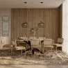 Confezione Tavolo da pranzo in legno di design industriale (200 cm) e 8 sedie in rattan - Rivestito in velluto - Martha image 7