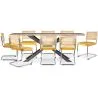 Confezione Tavolo da pranzo in legno di design industriale (200 cm) e 8 sedie in rattan - Rivestito in velluto - Martha image 7