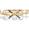 Confezione Tavolo da pranzo in legno di design industriale (220 cm) e 8 sedie da pranzo in rattan - Rivestimento in velluto - Martha image 7