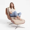 Poltrona Design Contemporaneo Rivestita con Poggiapiedi - Asher image 7