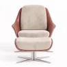 Poltrona Design Contemporaneo Rivestita con Poggiapiedi - Asher image 7