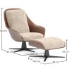 Poltrona Design Contemporaneo Rivestita con Poggiapiedi - Asher image 7
