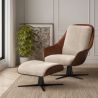 Poltrona Design Contemporaneo Rivestita con Poggiapiedi - Asher image 7